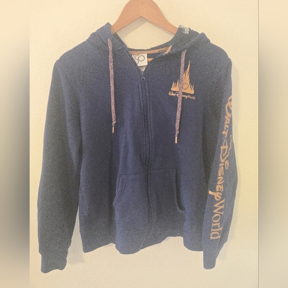 Disney 50th Anniversary Blue Hoodie Mickey and Friends Womens Large - Picture 2 of 6